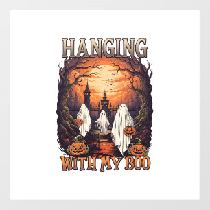 Hanging Boo Halloween Ghosts Pumpkins Full Moon_1 Window Cling