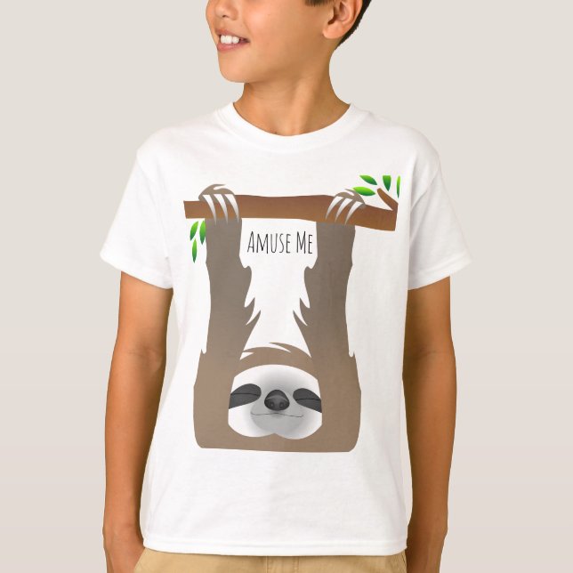 Hanging Brown Sleeping Sloth Amuse Me T-Shirt (Front)