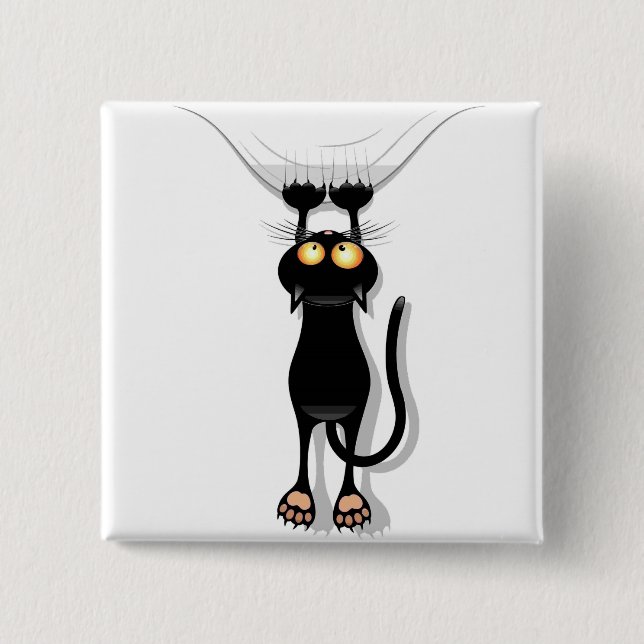 Hanging Cat 15 Cm Square Badge (Front)