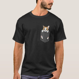 Hanging Cat in Pocket Cute Cat Lover T-Shirt