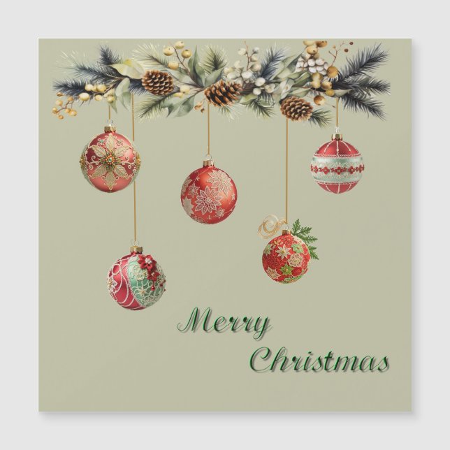 Hanging Christmas Balls Magnetic Card (Front)