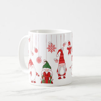 Hanging Christmas Gnomes & Snowflakes Coffee Mug