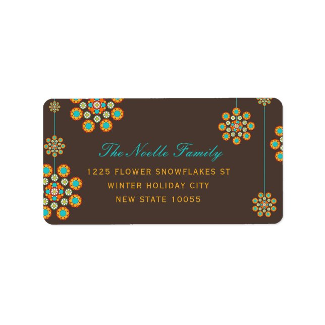 Hanging Christmas Snowflakes Flower Chic Holiday  Label (Front)