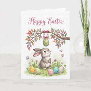 Hanging Easter Egg Bunny Scene Card