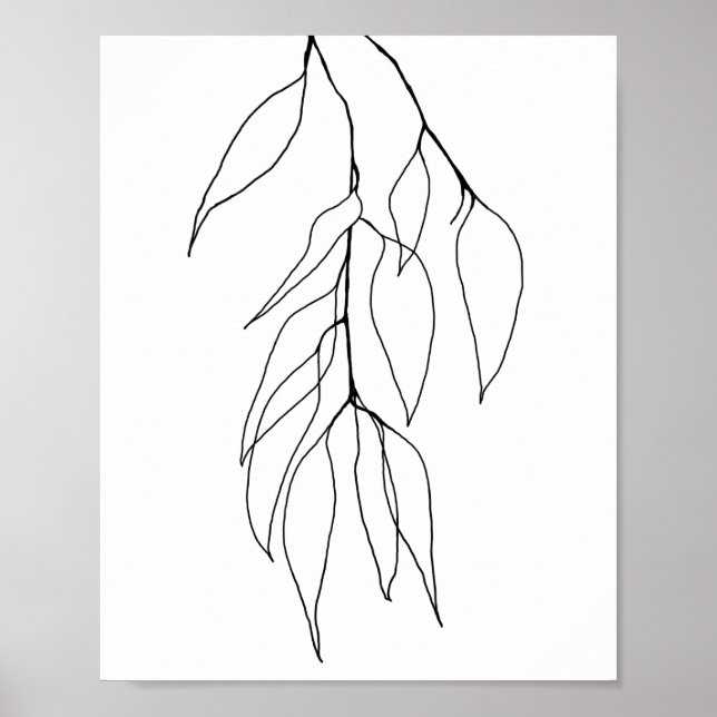 Hanging Eucalyptus Minimalist Botanical Line Art Poster (Front)
