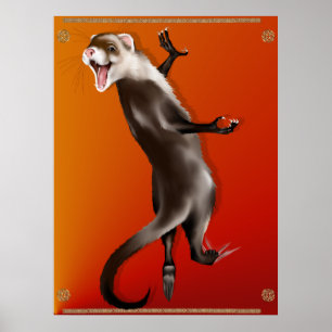 Hanging Ferret Poster