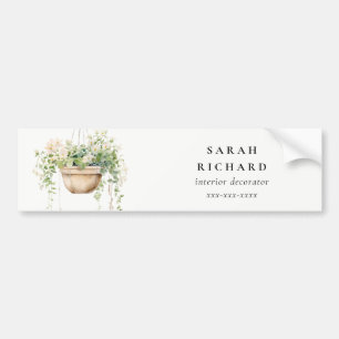 Hanging Floral House Plants Watercolor Botanical Bumper Sticker