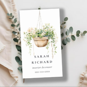 Hanging Floral House Plants Watercolor Botanical  Business Card