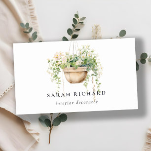 Hanging Floral House Plants Watercolor Botanical  Business Card