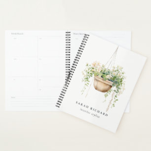 Hanging Floral House Plants Watercolor Botanical Planner