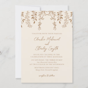 Hanging Florals Foliage Warm Beige Boho Invitation