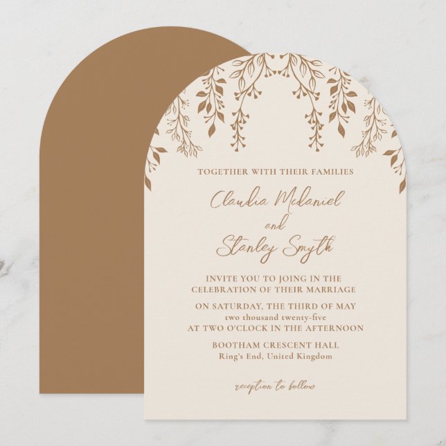Hanging Florals Foliage Warm Romantic Boho Earthy Invitation (Front/Back)