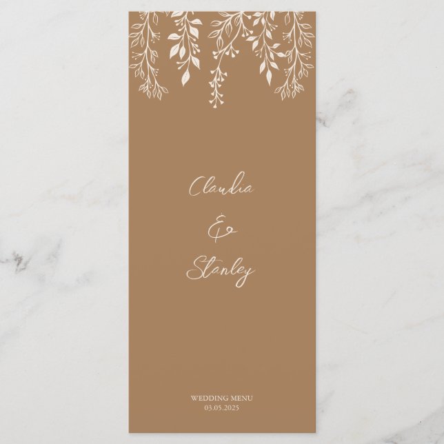 Hanging Florals Foliage Warm Romantic Boho Earthy  Menu (Front)