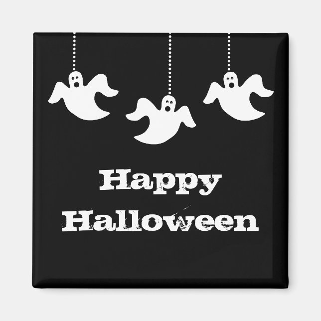Hanging Ghosts Halloween Magnet, Black Magnet (Front)