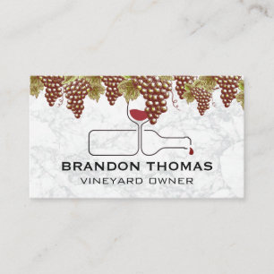 Hanging Grapes   Wine Bottle Pour  Business Card