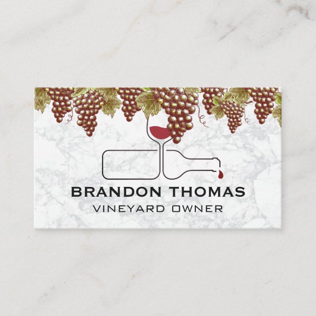 Hanging Grapes | Wine Bottle Pour  Business Card (Front)
