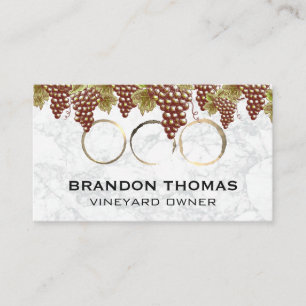 Hanging Grapes   Wine Stain   Marble Business Card