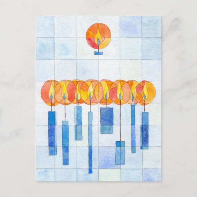 Hanging Hanukkah Candles Holiday Postcard (Front)