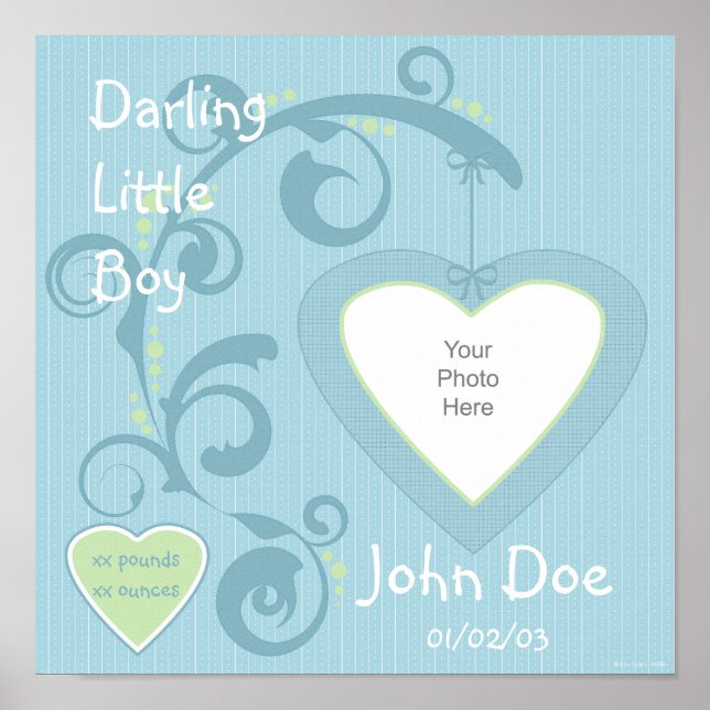 Hanging Heart Boy Scrapbook Page Poster (Front)