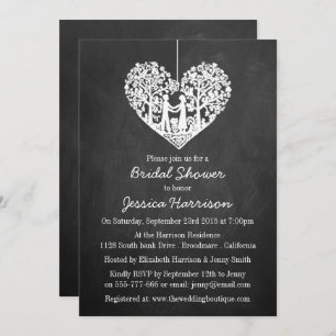 Hanging Heart Tree Chalkboard Bridal Shower Invitation