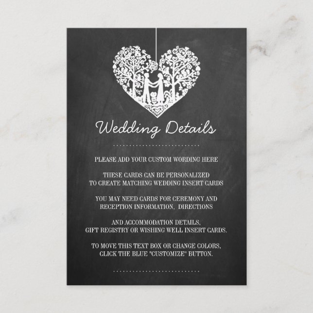 Hanging Heart Tree Chalkboard Wedding Collection Enclosure Card (Front)