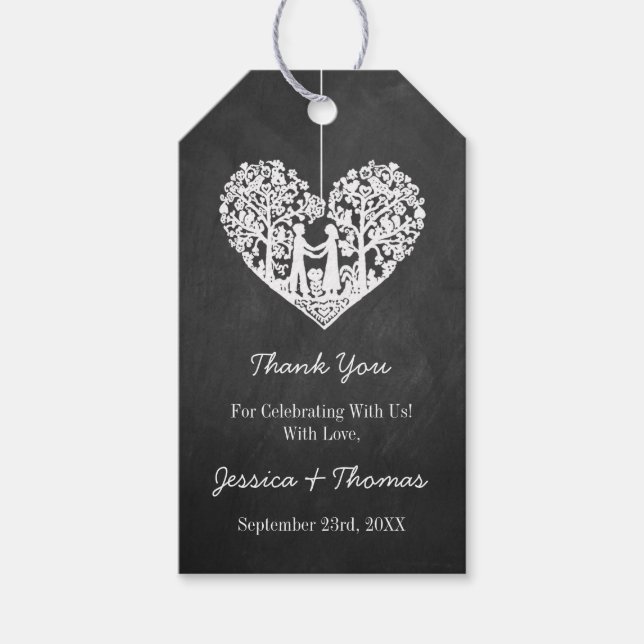 Hanging Heart Tree Chalkboard Wedding Collection Gift Tags (Front)