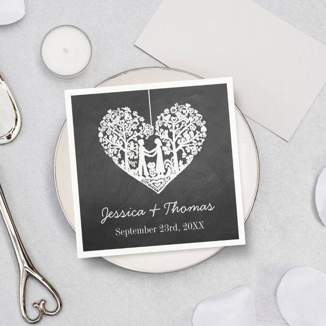 Hanging Heart Tree Chalkboard Wedding Collection Napkin (Creator Uploaded)