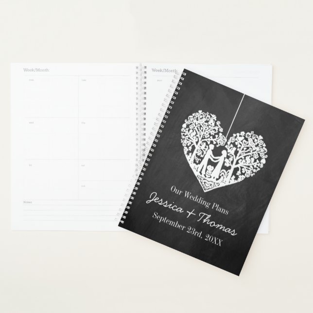 Hanging Heart Tree Chalkboard Wedding Collection Planner (Display)