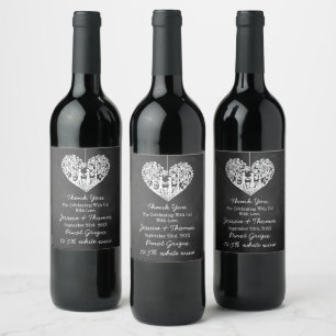 Hanging Heart Tree Chalkboard Wedding Collection Wine Label
