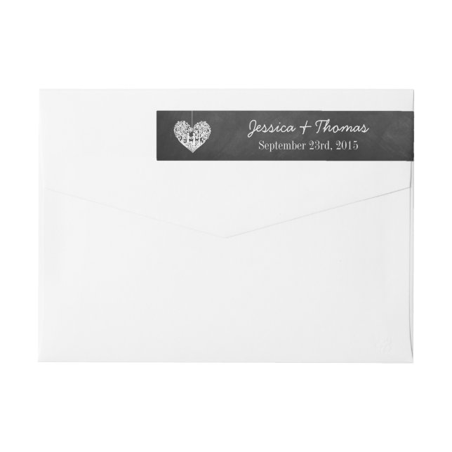 Hanging Heart Tree Chalkboard Wedding Collection Wrap Around Label (Back)