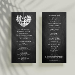 Hanging Heart Tree Chalkboard Wedding Program Programme