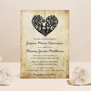 Hanging Heart Tree Vintage Wedding Collection Invitation