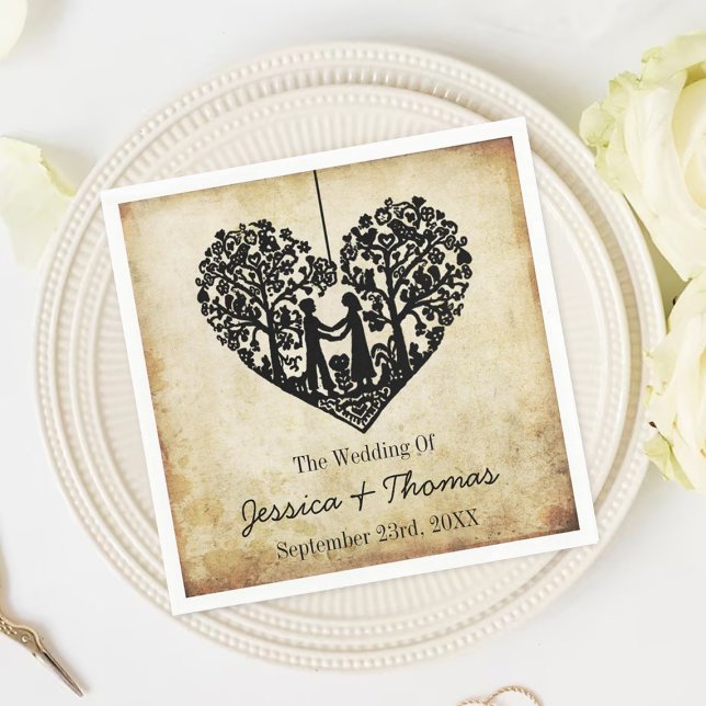 Hanging Heart Tree Vintage Wedding Collection Napkin (Creator Uploaded)