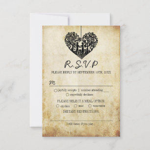 Hanging Heart Tree Vintage Wedding Collection RSVP Card