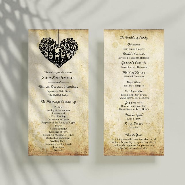 Hanging Heart Tree Vintage Wedding Program Programme (Creator Uploaded)