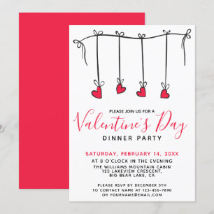 HANGING HEARTS Valentine's Day Dinner Party Invitation