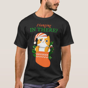 Hanging In There Christmas Cat Gift T-Shirt