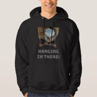 HANGING IN THERE Sarcastic Cat Wear Mask Witty Hoodie