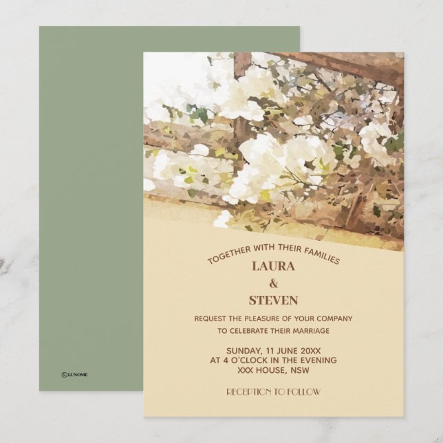 Hanging jasmine flowers Wedding Invitation (Front/Back)