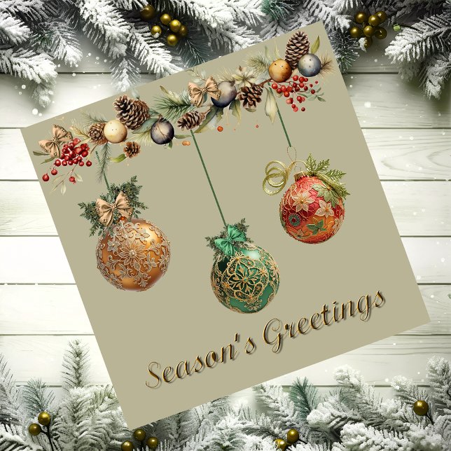 Hanging Lace Christmas Balls Magnetic Card (Lace like Christmas baubles. )