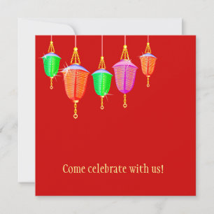 Hanging Lanterns - Any bkgd colour Invitation