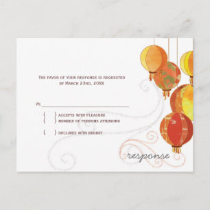 Hanging Lanterns Backyard Wedding RSVP Invitation Postcard