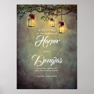 Hanging Lanterns Dreamy Wedding Welcome Sign