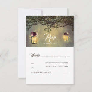 Hanging Lanterns Romantic Fall Wedding RSVP Card