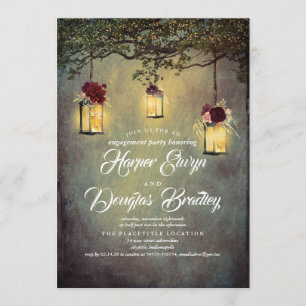 Hanging Lanterns Rustic Country Engagement Party Invitation