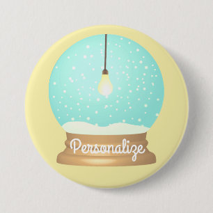 Hanging lightbulb snow globe button