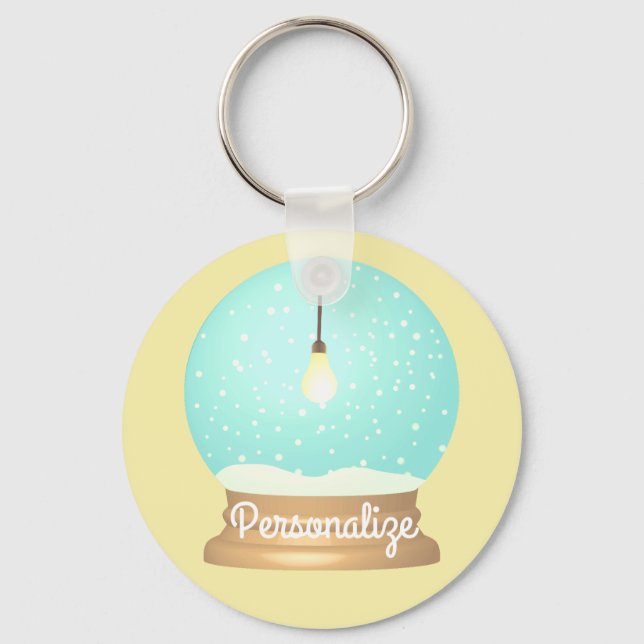 Hanging lightbulb snow globe keychain (Front)