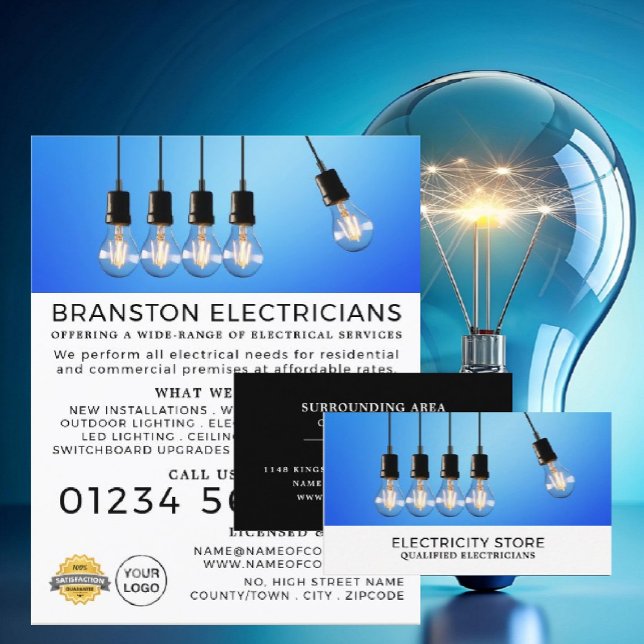 Hanging Lightbulbs, Electrician Advertising Flyer (Creator Uploaded)