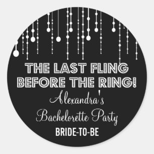 Hanging Lights Bachelorette Party Black Round Classic Round Sticker