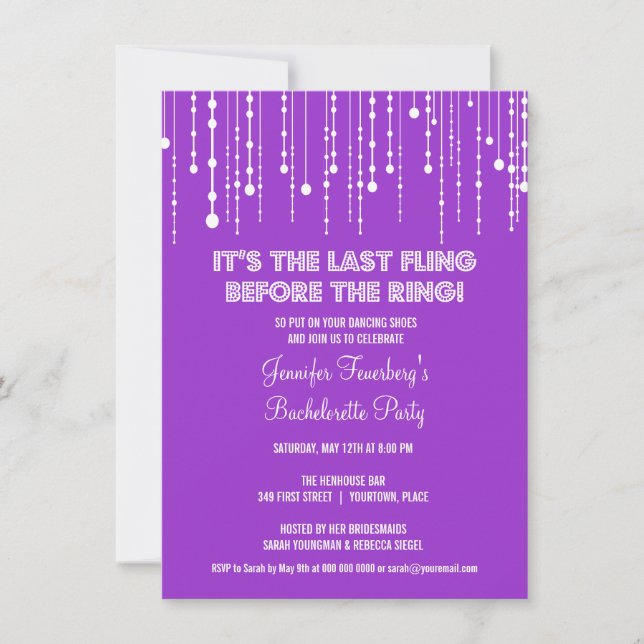 Hanging Lights Bachelorette Party Invitation (Front)